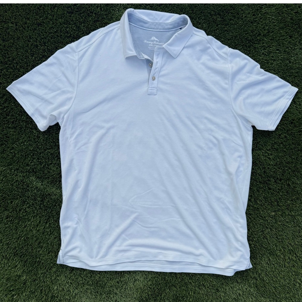 Tommy Bahama Mens XXL‎ TTG White Short Sleeve Collared Shirt Breathable Blend